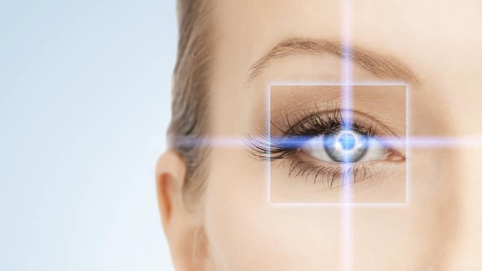 laser eye surgery laser ray on eye
